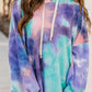 Ladies Tie Dye Hooded Long Sleeve Sweatshirt Pullover