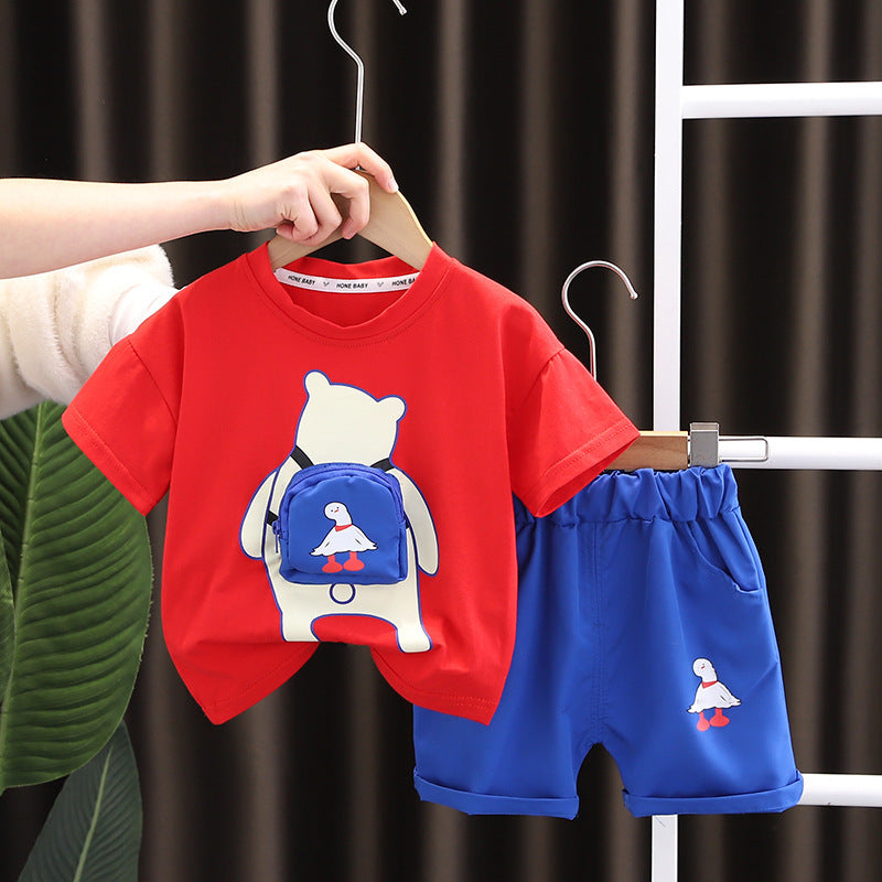 Children's Summer Cartoon Casual Short-sleeved Shorts Suit