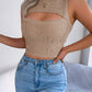 Fashion Tops Summer Hollow Out Sleeveless Top Cropped Knitted Tank Women Clothes