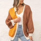 Women's Casual Knitted Cardigan Color Matching Long-sleeved Sweater