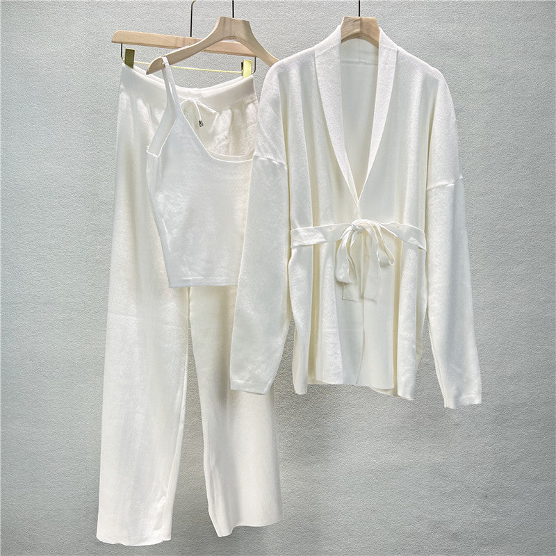 Veste cardigan ample et décontractée pour femme, pantalon large à bretelles