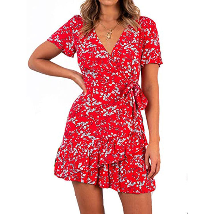 Robe mi-longue à imprimé coutures et taille haute