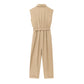 High-grade Solid Color Sleeveless Slim Temperament With Belt Jumpsuit