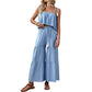 Strappy Top And Wide-leg Pants Textured Resort Set