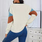Pull de couleur contrastée, col rond, pull rayé, ample et décontracté
