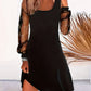Fashion U-collar Mesh Stitching Long Sleeves Dress
