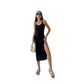 Womens Camisole Dress Mid-Length Split Dress