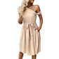 New Elegant Slightly Mature-style Solid-color Jacquard Asymmetrical Off-shoulder Dress
