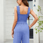 Women's Solid Color One-piece Shorts With Suspenders