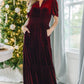 Christmas Velvet Women's Short Sleeve Nipped-waist Pocket Dress