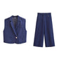 European And American Women's Clothing Denim Suit Vest Jacket Pants Suit