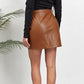 Jupe en cuir PU pour femme, taille en V, nombril exposé