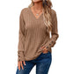 Women's Long Sleeve V-neck Shirt Solid Color Buttons