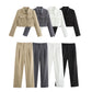 Double Pocket Coat Top Pants Suit Women