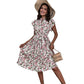 Robe plissée à fleurs et manches à volants, style européen et américain, à lacets