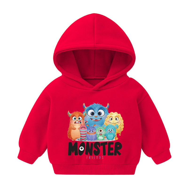 Boys And Girls Hooded Sweater And Cashmere Children's All-match Long-sleeved Clothes