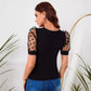 Women's Mesh Polka Dot Stitching Short Sleeve
