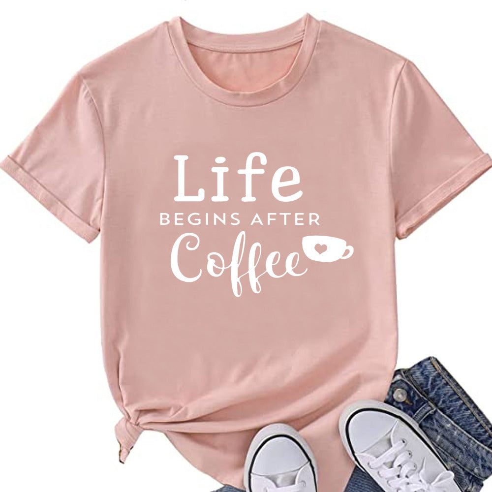 Letter Loose Round Neck T-shirt