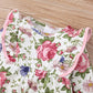Girls' Long-sleeved Ruffled Printed One-piece Romper Hair Band Two-piece Set