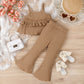 Vêtements pour enfants printemps-été pour jeunes et petites filles, chemisier à col en dentelle, pantalon à rayures enfoncées en corne, costume deux pièces