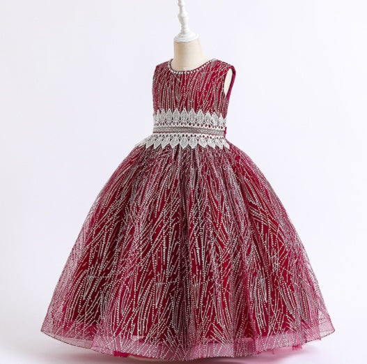 Robe de princesse pour filles, costumes de piano à fleurs pour hôtesse