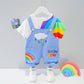 Ensemble deux pièces t-shirt à manches courtes et short à bretelles pour enfants