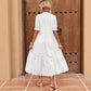 Cross-tie Spliced Long A-line Dress Elegant And Office-appropriate