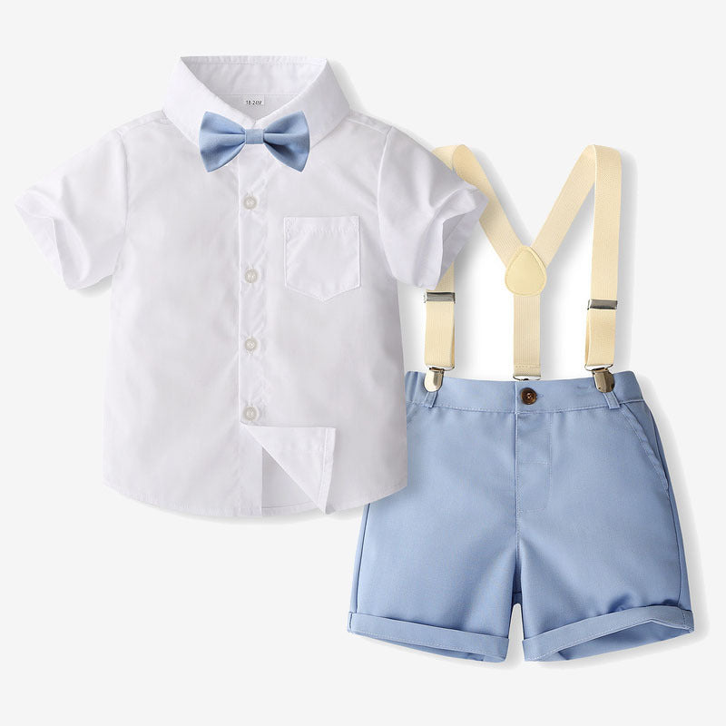 Gentleman Dress British Style Short Sleeve Back Children Suit
