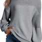 Solid Color Lantern Sleeve Pullover Round Neck Sweater