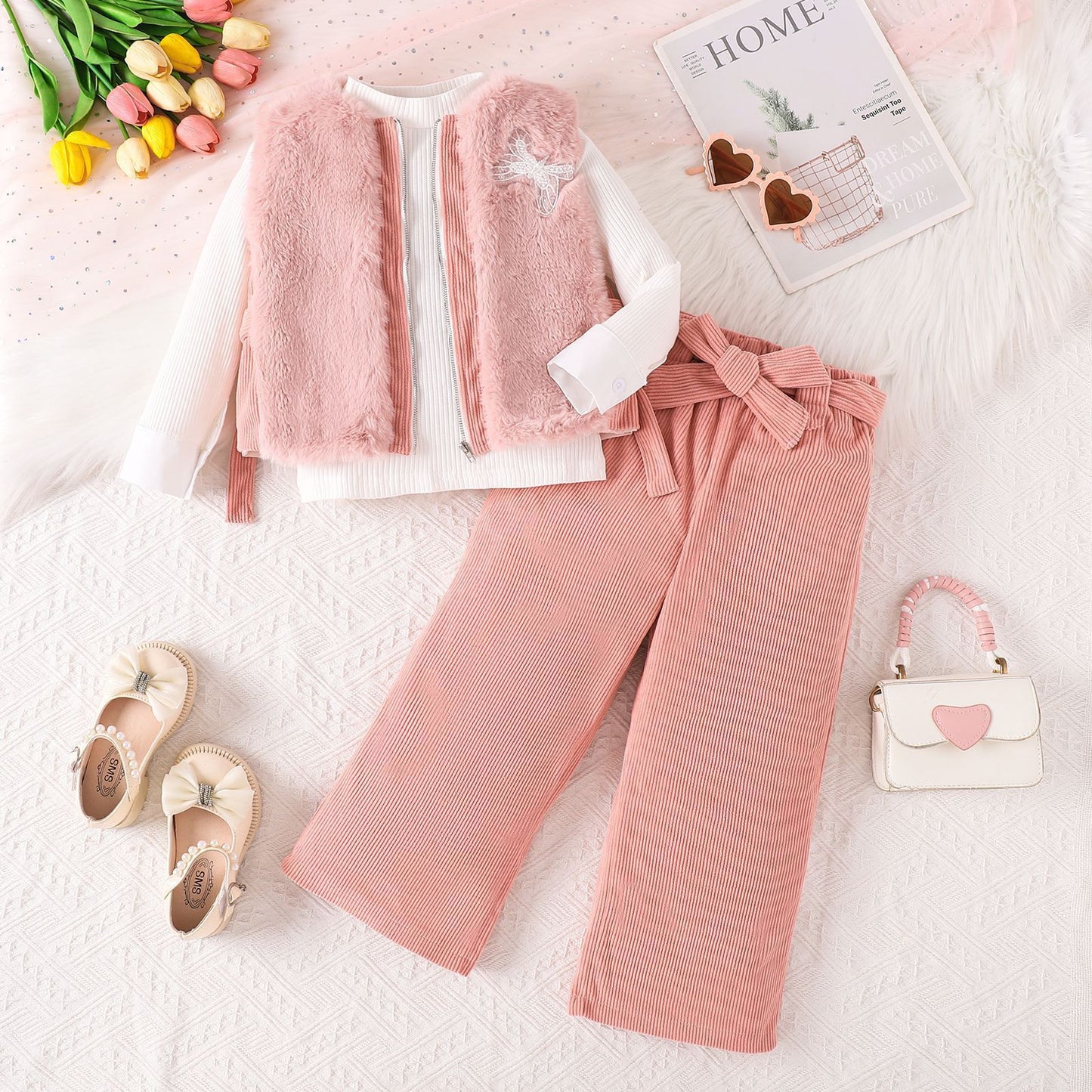 Winter Girls' Suit Pattern Solid Color
