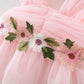 Girl's Mesh Strap Dress Waist Flower Princess Beautiful Dress