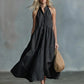Casual Loose Linen Button-Down Vest Dress