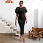 Double Shoulder Bow Slim Fit Dress