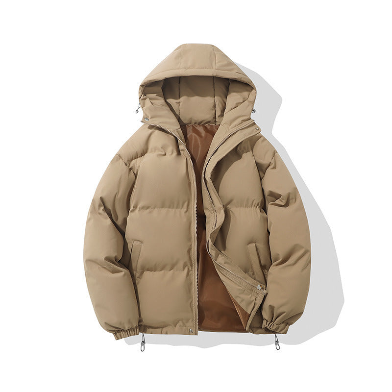 Veste matelassée à capuche de couleur unie avec fermeture éclair