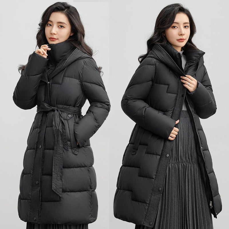 Manteau mi-long à capuche pour femme, coupe-taille, coupe-vent ...