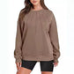 Pull ample et décontracté à col rond et plissé pour femme