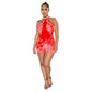 Combinaison moulante en maille strass pour femme