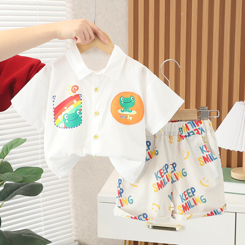 T-shirt à manches courtes motif grenouille arc-en-ciel pour homme et bébé