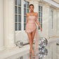 Off-shoulder Sequins Pleated Dress