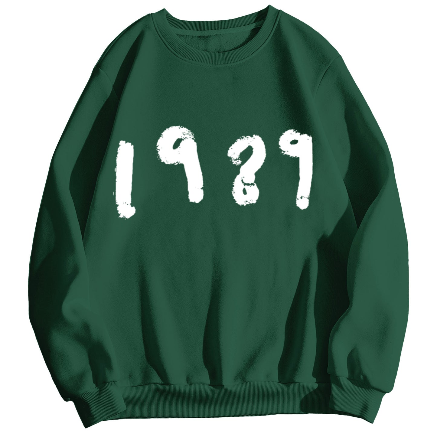 Pull décontracté à manches longues et col rond, style 1989