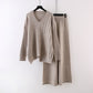 Pull uni à col en V, nouvelle collection automne-hiver, ample, décontracté, tricoté, pantalon large assorti, costume deux pièces