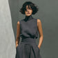 Womens Cotton-Linen Blend Sleeveless Top And Wide-Leg Pants Set