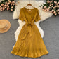 Fashionable Waist-cinching Tie-front Slimming Solid-color Minimalist Dress