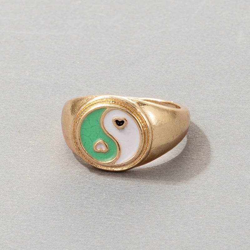 Cute Cartoon Dripping Oil Ins Wind Color Multi-element Single Ring