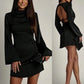 Autumn Elegant Fitted Waistband Satin Dress For Women Autumn Chic Slim-fit Sheath Skirt