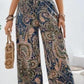 Pantalon large à imprimé cachemire bohème