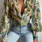 Long Sleeve Lapel Cardigan Single-breasted Solid Color Half-length Lantern Sleeve Temperament Commute Red Shirt