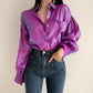 Lantern Sleeve Long Sleeve Shirt With Lapel Pocket