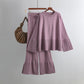 Bell Sleeve Round Neck Slit Loose Suit
