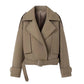 Manteau en laine décontracté et ample à col en V avec ceinture